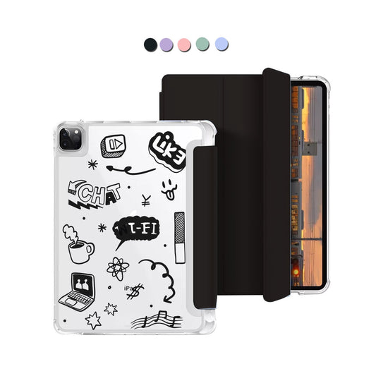 iPad Macaron Flip Cover - Social Black