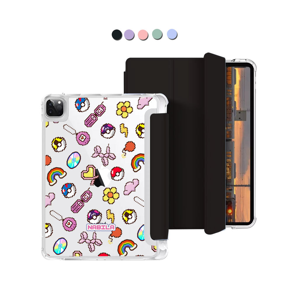 iPad Macaron Flip Cover - Pink glitch