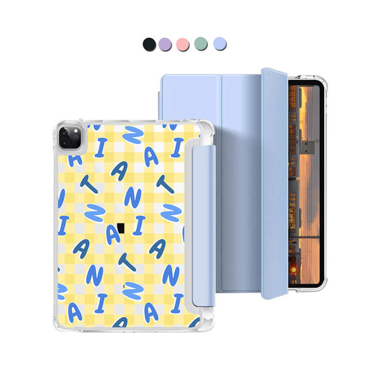iPad Macaron Flip Cover - CUSTOM MONOGRAM 3.0 Checkered 3.0