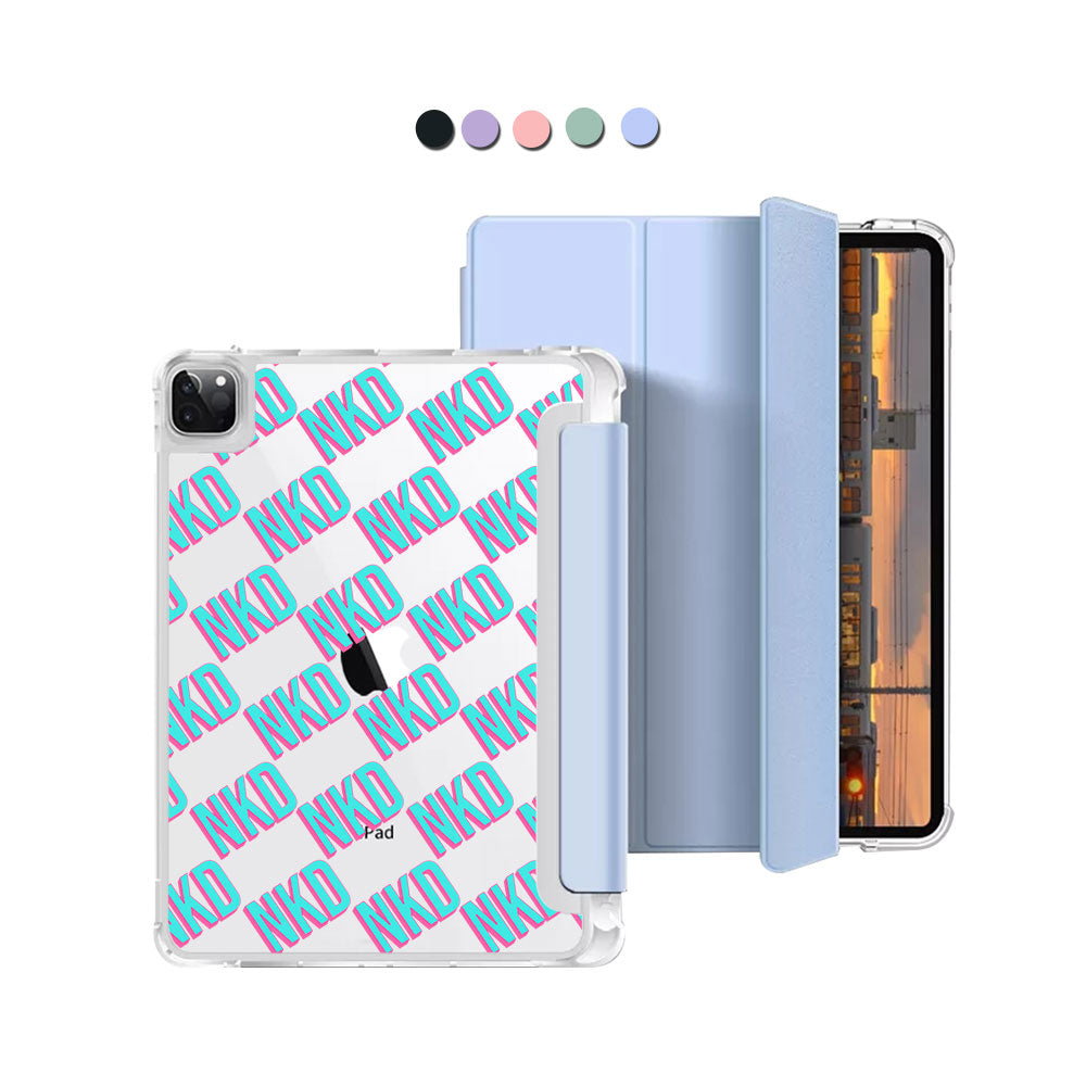 iPad Macaron Flip Cover - CUSTOM MONOGRAM 3.0 Diagonal Initial 4.0