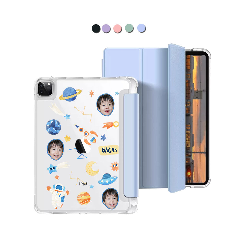 iPad Macaron Flip Cover - Face Grid Astronaut