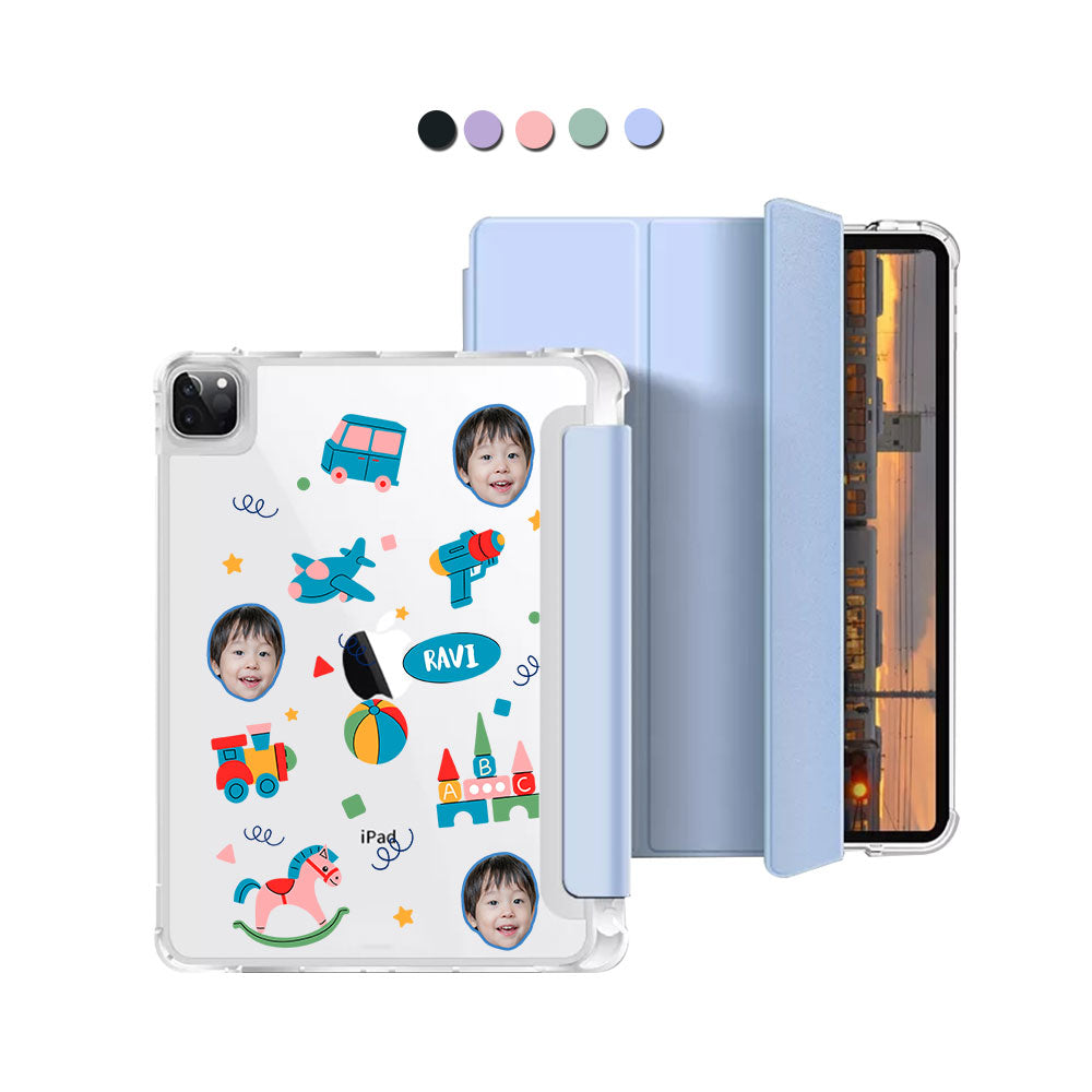 iPad Macaron Flip Cover - Face Grid Boy's Toys