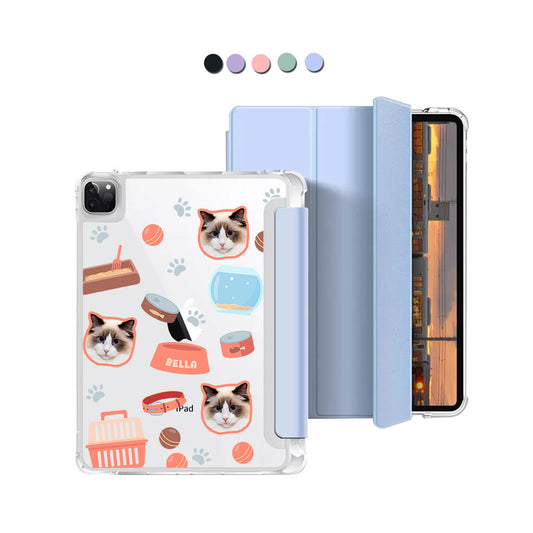 iPad Macaron Flip Cover - Pet Grid Kitty Cozy Corner
