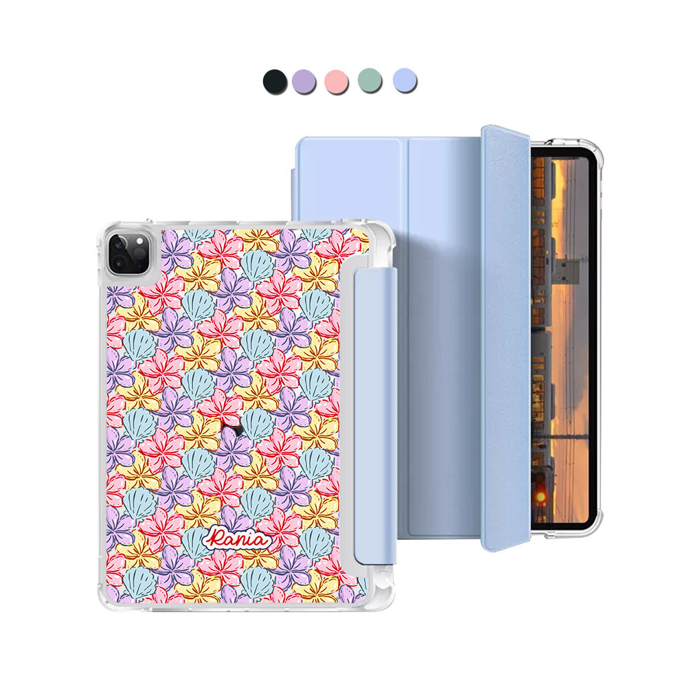 iPad Macaron Flip Cover - Beach flowers