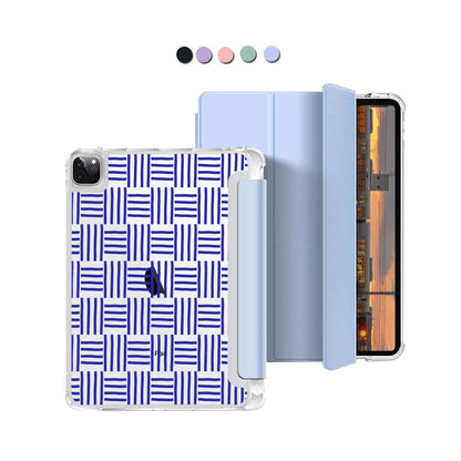 iPad Macaron Flip Cover - Naval checkered