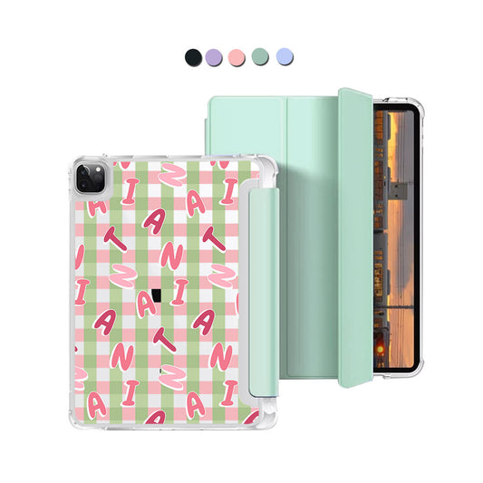 iPad Macaron Flip Cover - CUSTOM MONOGRAM 3.0 Checkered 4.0