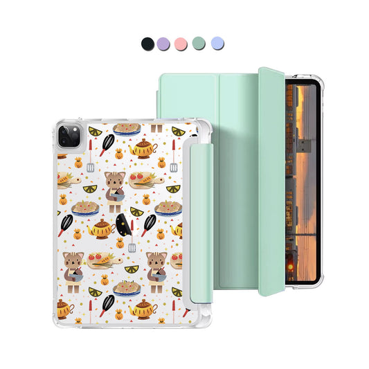 iPad Macaron Flip Cover - Cooking Cat