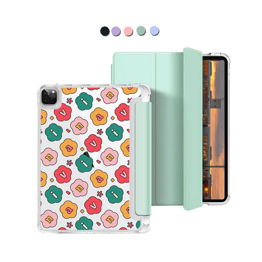 iPad Macaron Flip Cover - CUSTOM MONOGRAM 3.0 Flower Petals 3.0