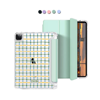 iPad Macaron Flip Cover - Beige grid