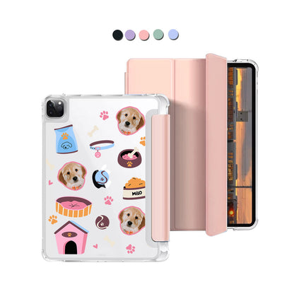 iPad Macaron Flip Cover - Pet Grid Puppy Cozy Day