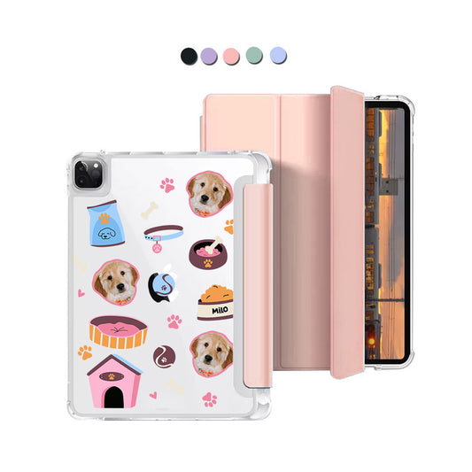 iPad Macaron Flip Cover - Pet Grid Puppy Cozy Day