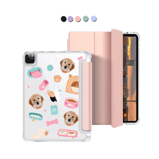 iPad Macaron Flip Cover - Pet Grid Puppy Life