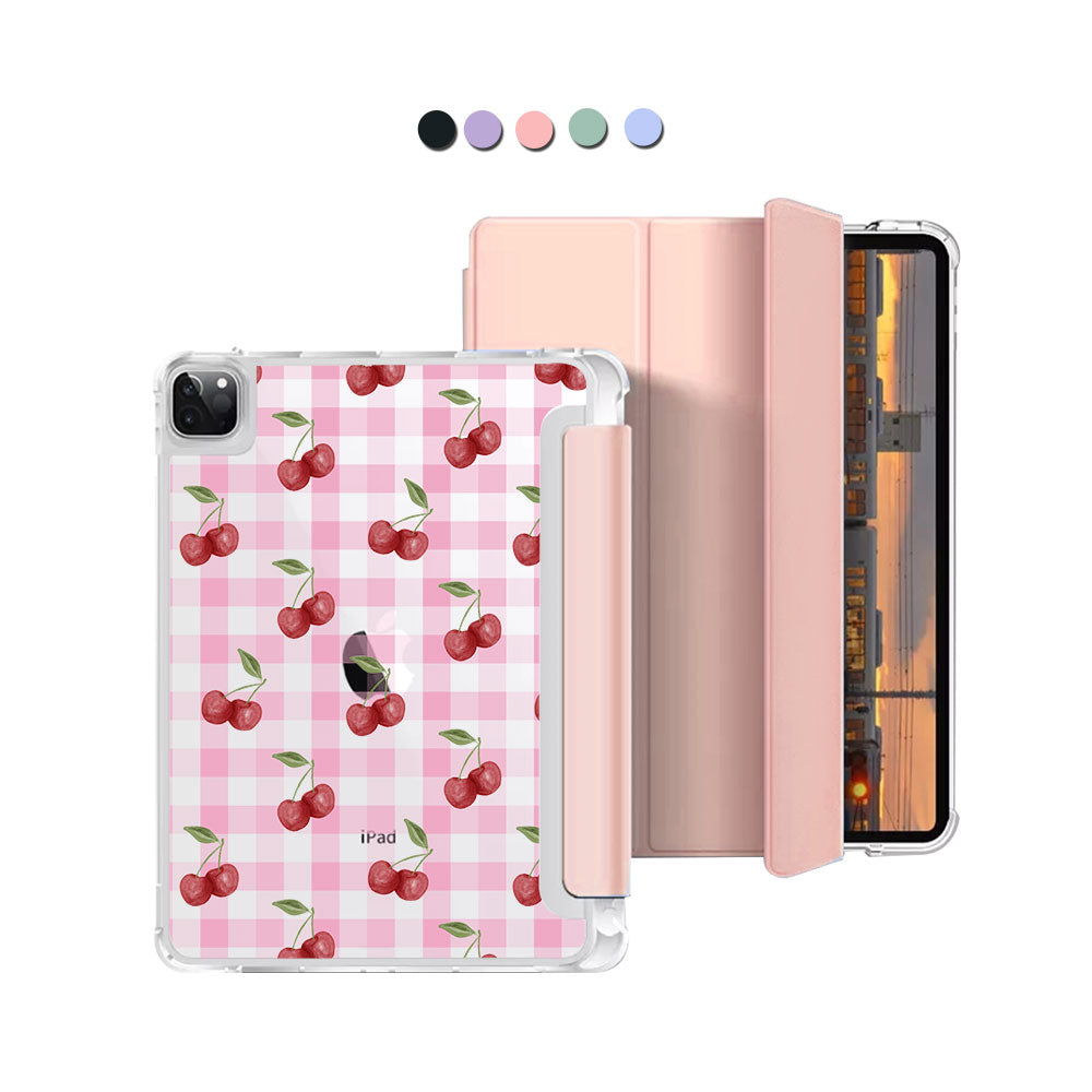 iPad Macaron Flip Cover - Cherry tartan