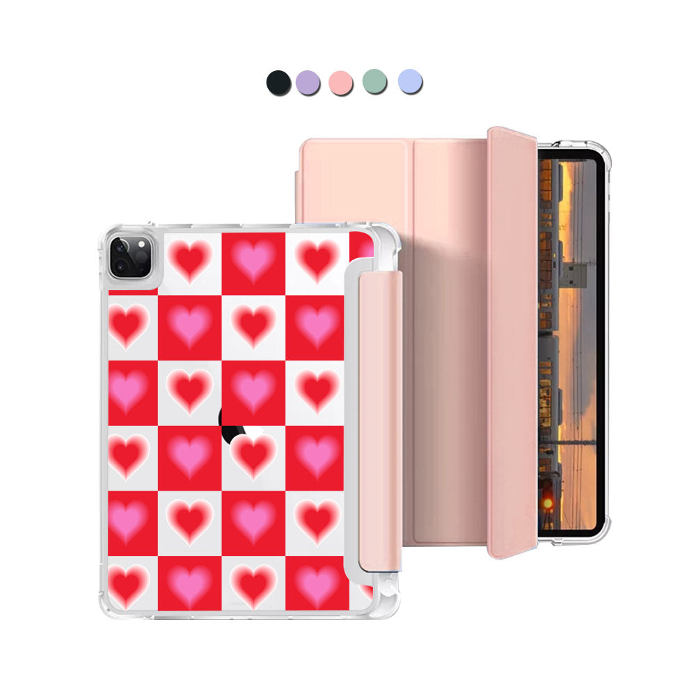 iPad Macaron Flip Cover - Love checkered