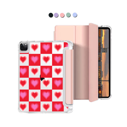 iPad Macaron Flip Cover - Love checkered