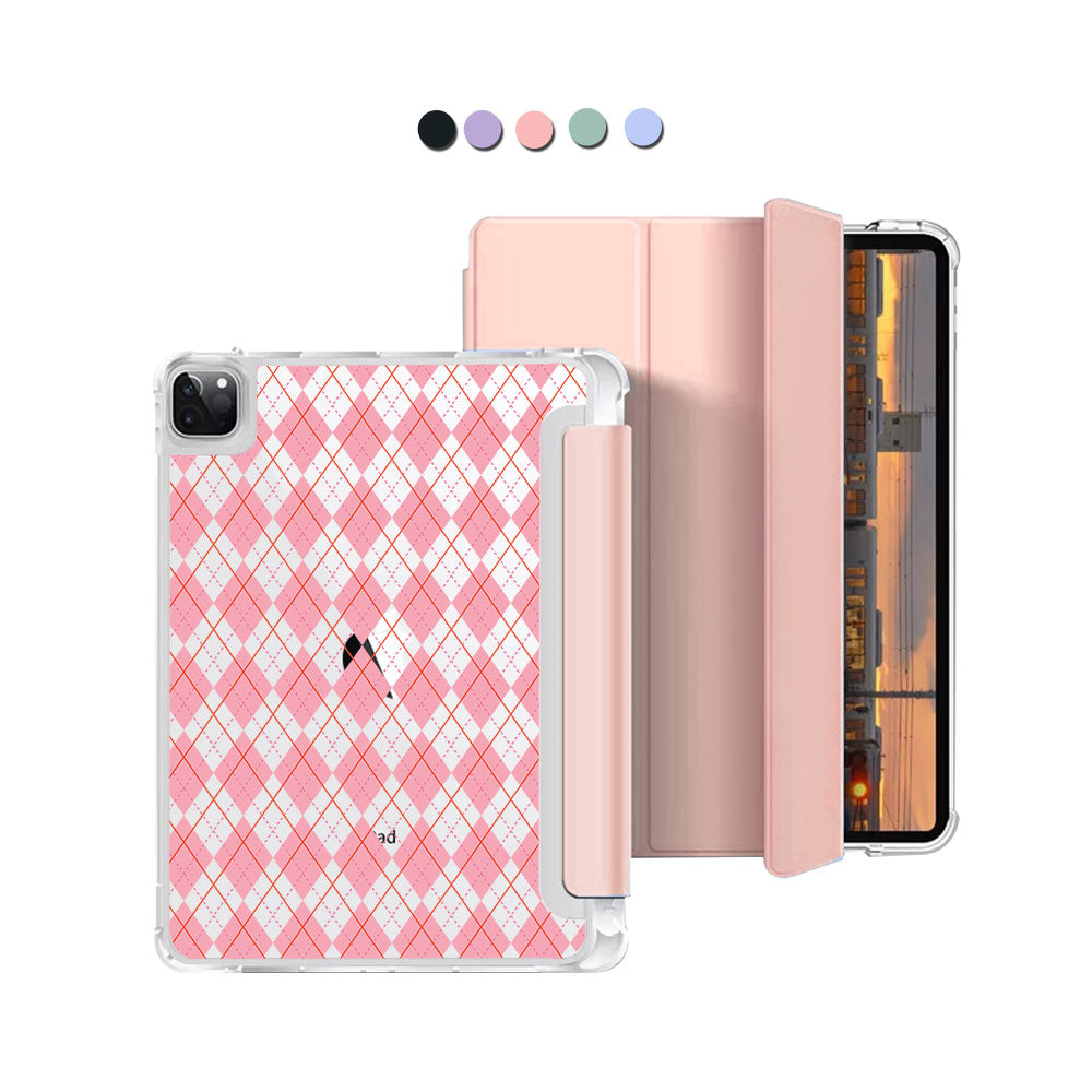 iPad Macaron Flip Cover - Pink argyle