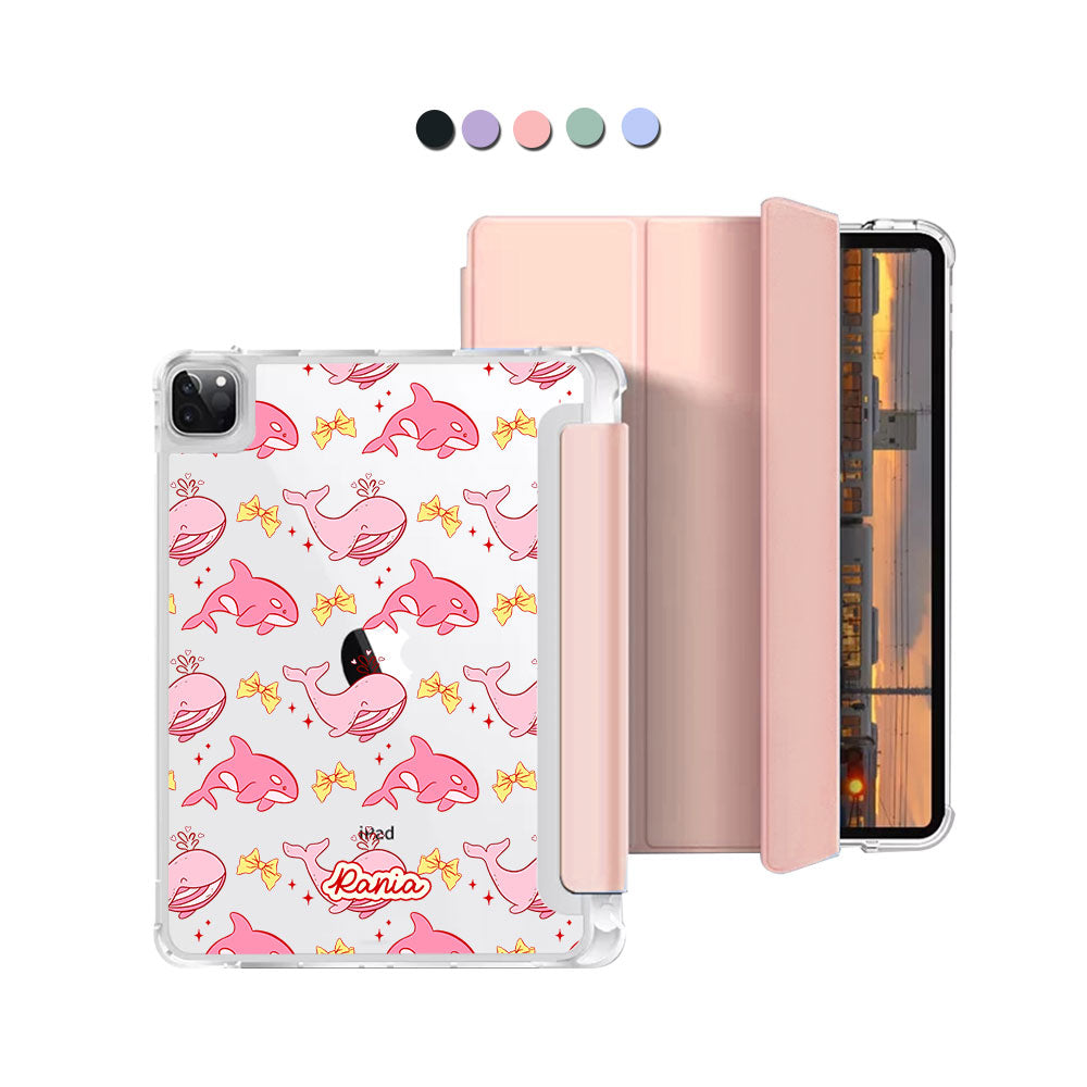 iPad Macaron Flip Cover - Whales bow