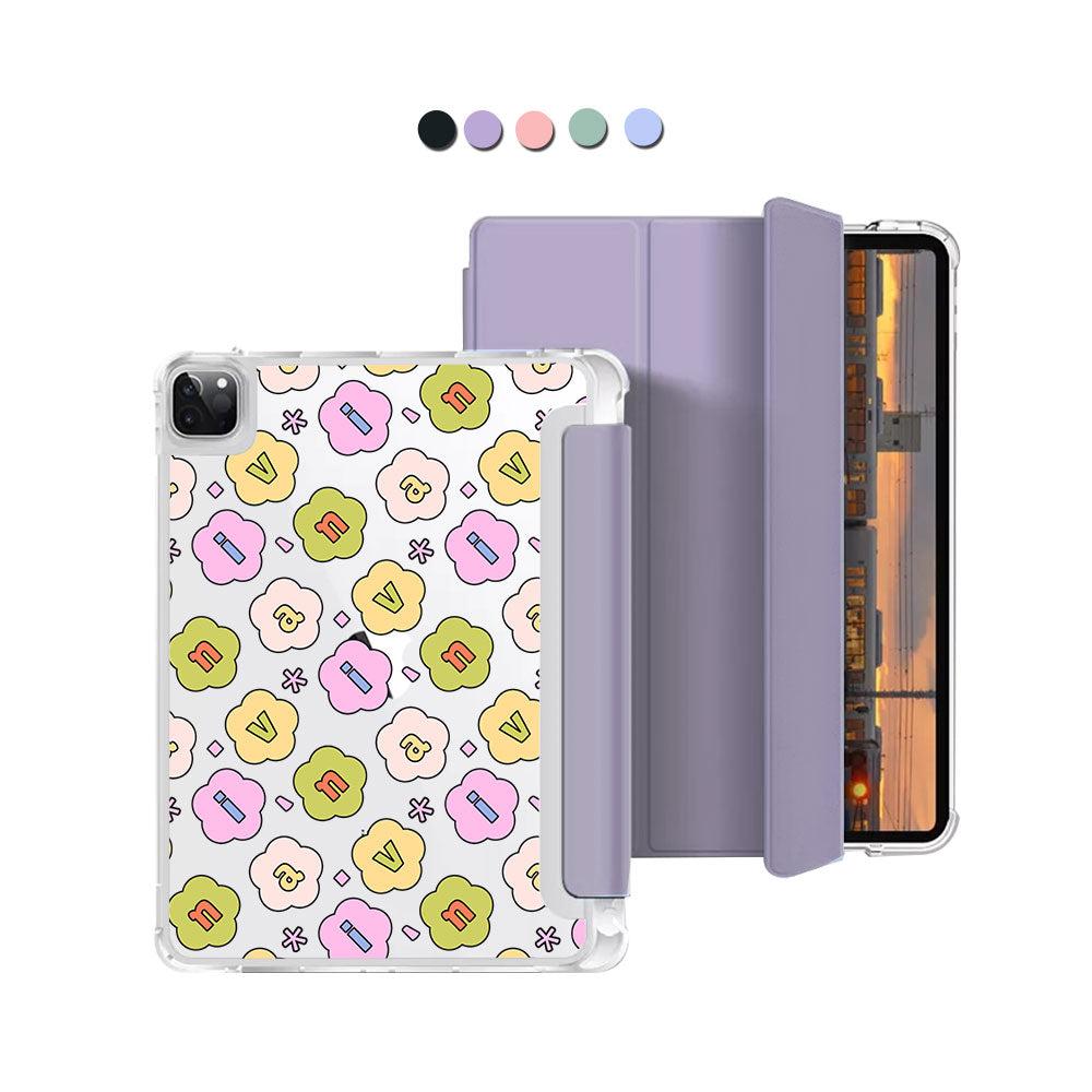 iPad Macaron Flip Cover - CUSTOM MONOGRAM 3.0 Flower Petals 1.0