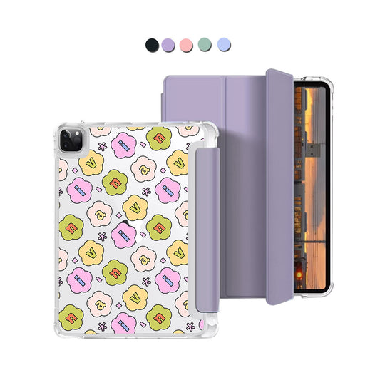 iPad Macaron Flip Cover - CUSTOM MONOGRAM 3.0 Flower Petals 1.0