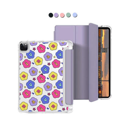 iPad Macaron Flip Cover - CUSTOM MONOGRAM 3.0 Flower Petals 2.0