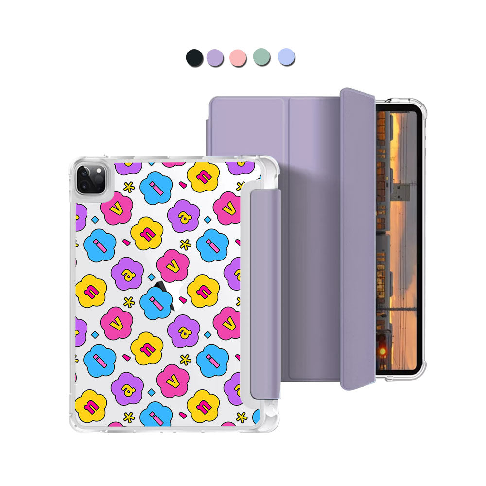 iPad Macaron Flip Cover - CUSTOM MONOGRAM 3.0 Flower Petals 4.0