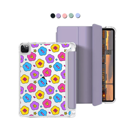 iPad Macaron Flip Cover - CUSTOM MONOGRAM 3.0 Flower Petals 4.0