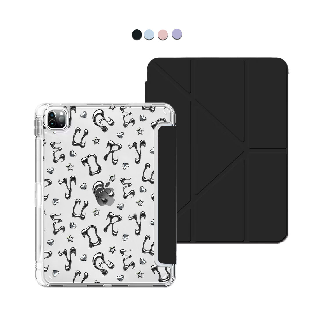 iPad / Android Tab Y-Fold Flip Cover - Chrome monogram 2.0