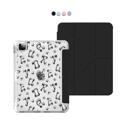 iPad / Android Tab Y-Fold Flip Cover - Chrome monogram 2.0