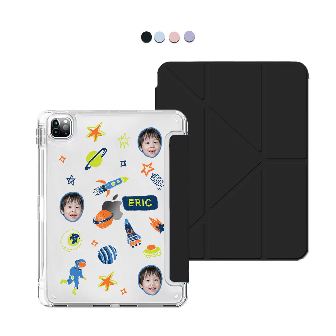 iPad / Android Tab Y-Fold Flip Cover - Face Grid Galaxy