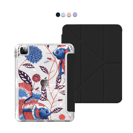 iPad / Android Tab Y-Fold Flip Cover - Fish and Floral 2.0