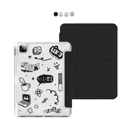 iPad / Android Tab Y-Fold Flip Cover - Social Black
