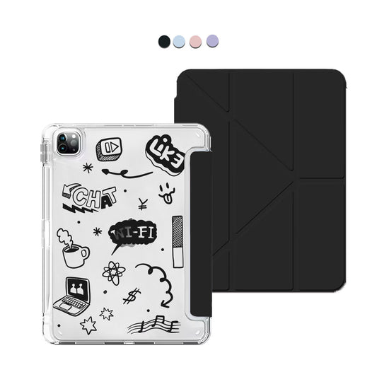 iPad / Android Tab Y-Fold Flip Cover - Social Black