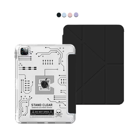 iPad / Android Tab Y-Fold Flip Cover - Circuit Black