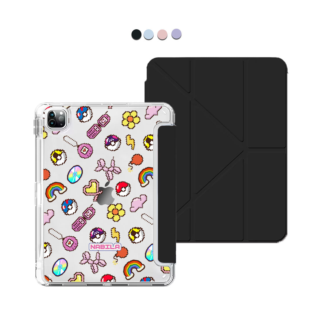iPad / Android Tab Y-Fold Flip Cover - Pink glitch