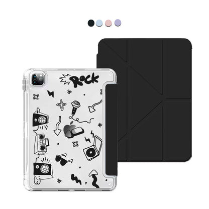 iPad / Android Tab Y-Fold Flip Cover - Rock n Roll Black