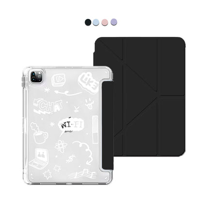 iPad / Android Tab Y-Fold Flip Cover - Social White