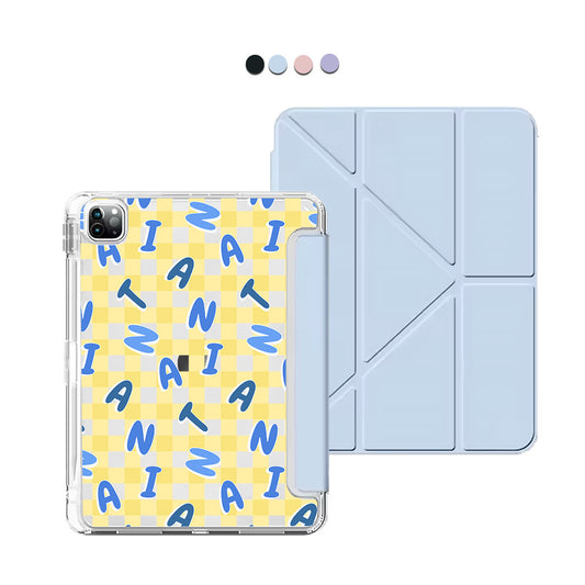 iPad / Android Tab Y-Fold Flip Cover - CUSTOM MONOGRAM 3.0 Checkered 3.0