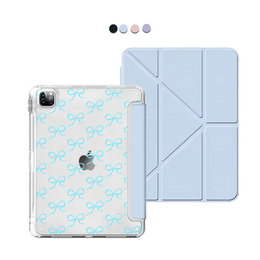 iPad / Android Tab Y-Fold Flip Cover - Coquette Blue Bow
