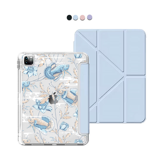iPad / Android Tab Y-Fold Flip Cover - Fish and Floral 4.0