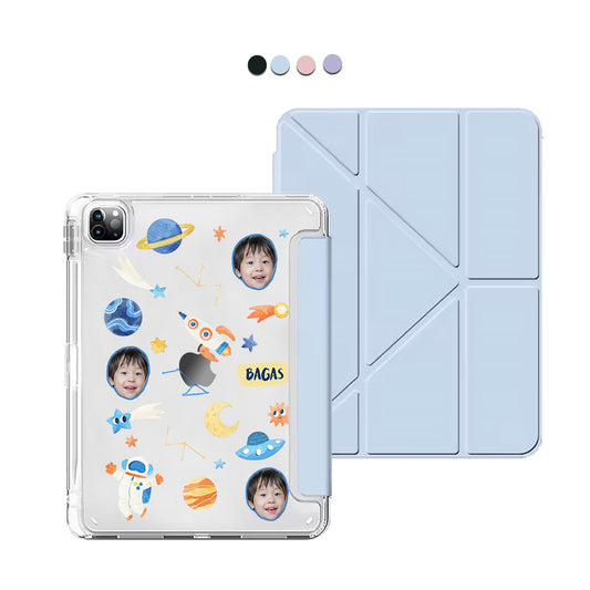 iPad / Android Tab Y-Fold Flip Cover - Face Grid Astronaut