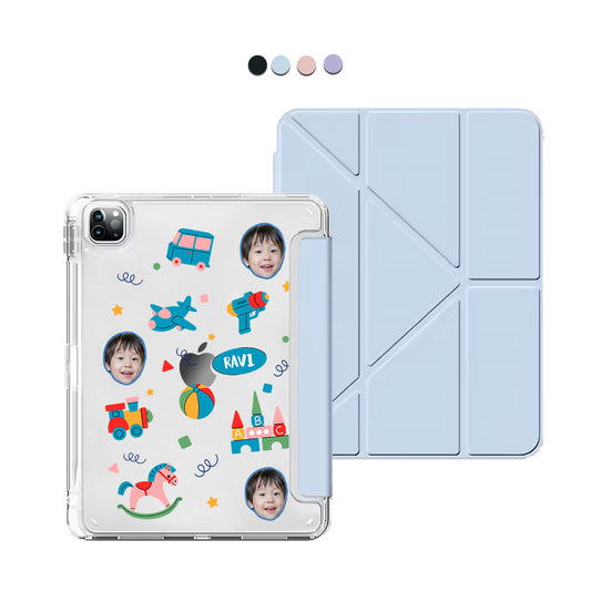 iPad / Android Tab Y-Fold Flip Cover - Face Grid Boy's Toys