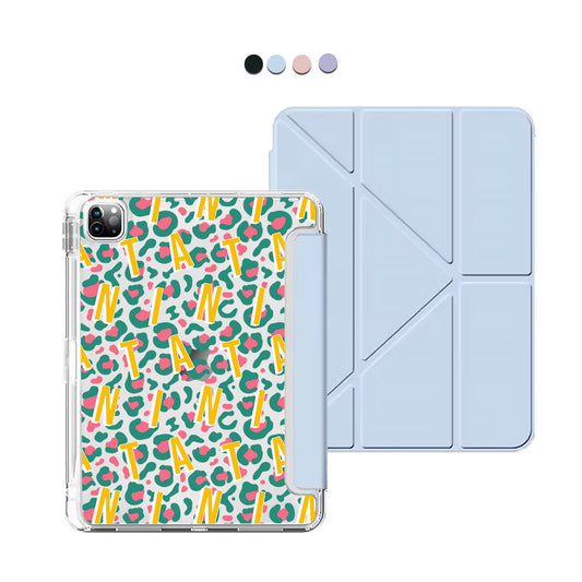 iPad / Android Tab Y-Fold Flip Cover - CUSTOM MONOGRAM 3.0 Leopard 4.0