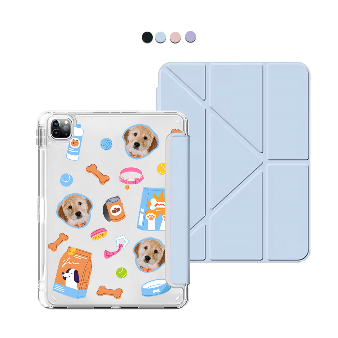 iPad / Android Tab Y-Fold Flip Cover - Pet Grid Puppy Sweet Treats