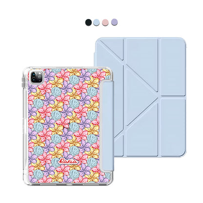 iPad / Android Tab Y-Fold Flip Cover - Beach flowers