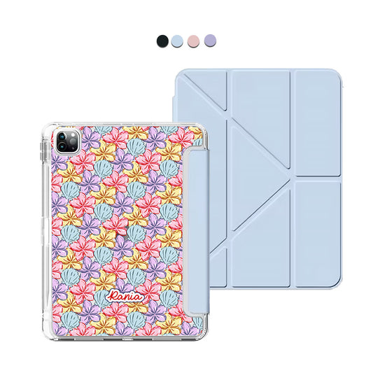 iPad / Android Tab Y-Fold Flip Cover - Beach flowers