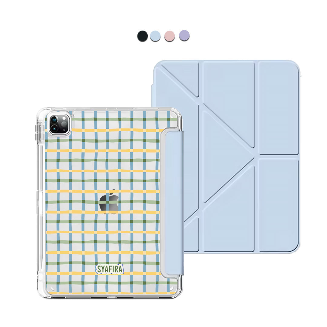 iPad / Android Tab Y-Fold Flip Cover - Beige grid