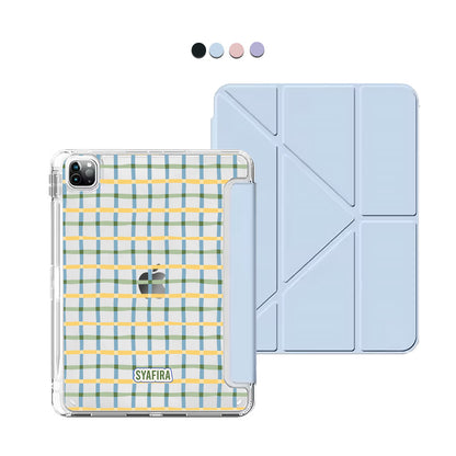 iPad / Android Tab Y-Fold Flip Cover - Beige grid