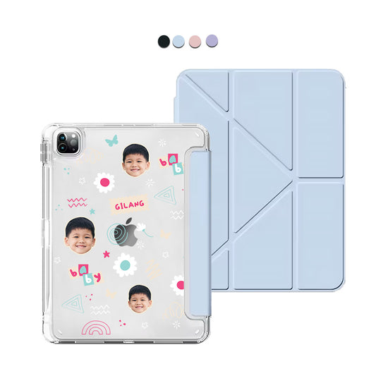 iPad / Android Tab Y-Fold Flip Cover - Face Grid Abstract