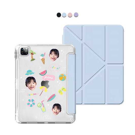 iPad / Android Tab Y-Fold Flip Cover - Face Grid Summer