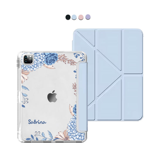 iPad / Android Tab Y-Fold Flip Cover - Blue Florals